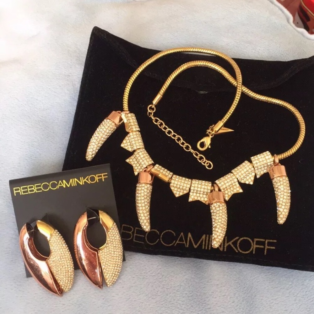 Rebecca Minkoff Rose Gold Pave Horn Set